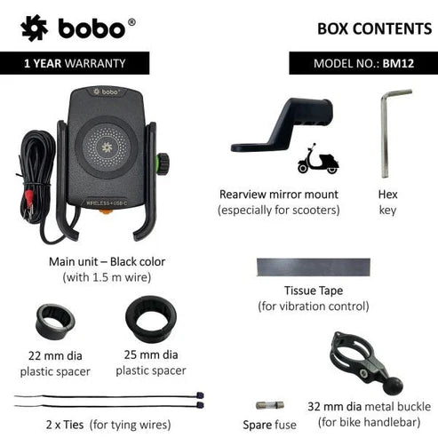 BM12 Mobile Holder (15W Wireless + USB-C Charger)