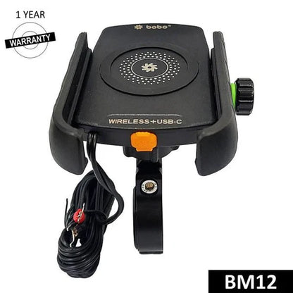 BM12  Mobile Holder (15W Wireless + USB-C Charger)
