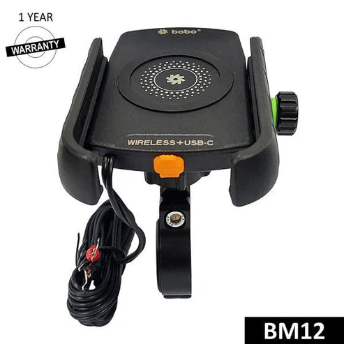 BM12  Mobile Holder (15W Wireless + USB-C Charger)