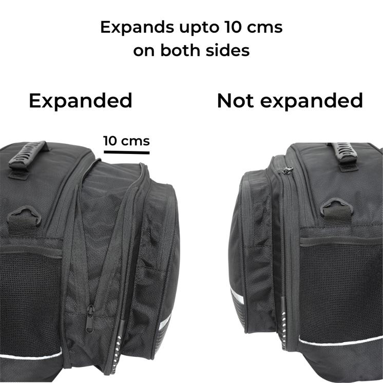 Guardian Gears  stallion saddle bags with rain covers 50 Ltr expandable to 65Ltr fits on all motorcycle with a saddle stay installed