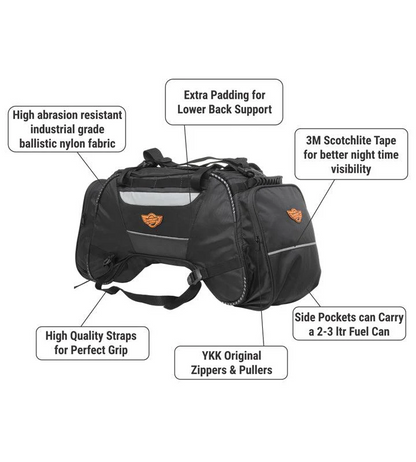 Guardian Gears Rhino Mini 50 ltr Tail Bag With Waterproof Rain Covers Gits On All Motorcycles