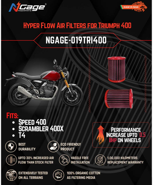 Speed 400 / Scrambler 400X/ T4 Air filter N-Gage Hyper Flow