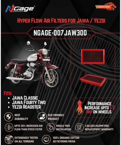 Jawa Classic / 42 /  Yezdi Roadster Air filter N-Gage Hyper Flow