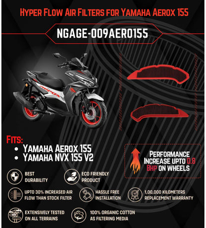 Yamaha Aerox 115 / NVX 155 V2 Air filter N-Gage Hyper Flow