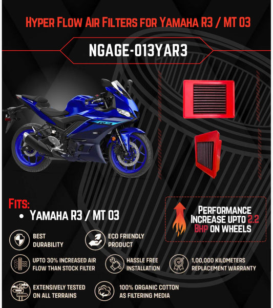 Yamaha R3 / MT 03 Air filter N-Gage Hyper Flow