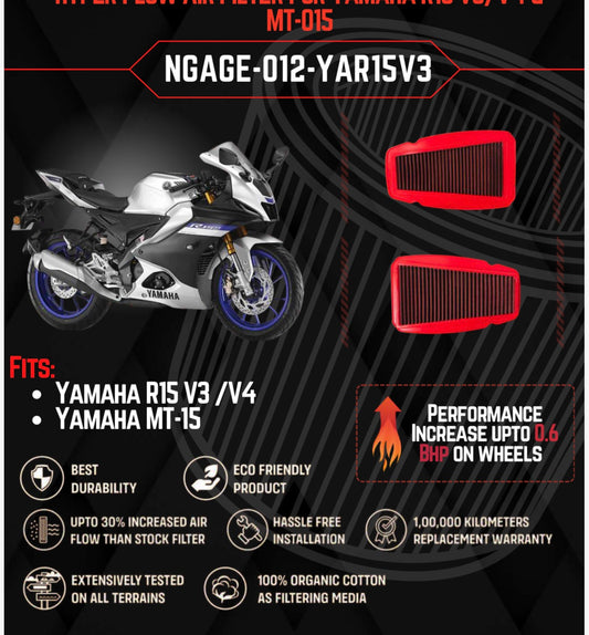 Yamaha R15 V3/ V4 / MT-15  Air filter N-Gage Hyper Flow