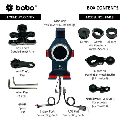 Bobo BM16 Pro Mobile Holder (BM15 + Wireless Charger (Metal)