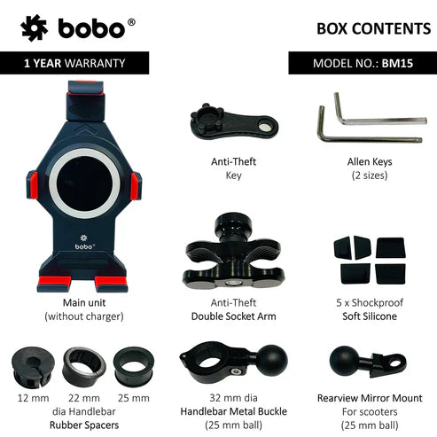 Bobo BM15 Pro Mobile Holder (Anti-Theft Anti-Vibration (Metal)